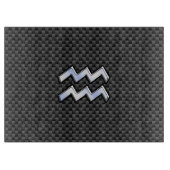 Silver Aquarius Zodiac Symbol Carbon Fiber Style Schneidebrett (Vorderseite)