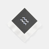 Silver Aquarius Zodiac Symbol Carbon Fiber Style Serviette (Ecke)