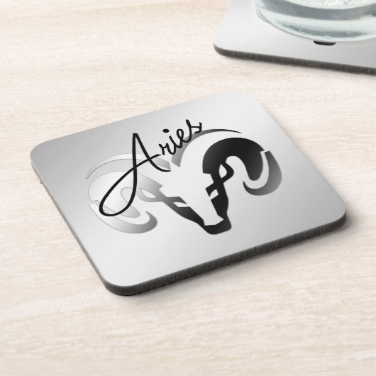 Silver Aries the Ram Zodiac Getränkeuntersetzer (Linke Seite)