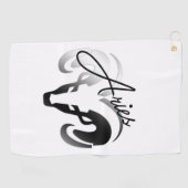 Silver Aries the Ram Zodiac Golfhandtuch (Horizontal)