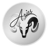 Silver Aries the Ram Zodiac Keramikknauf (Vorderseite)