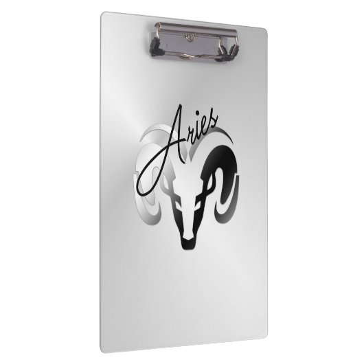 Silver Aries the Ram Zodiac Klemmbrett (Rechts)