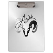 Silver Aries the Ram Zodiac Klemmbrett (Vorderseite)