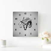 Silver Aries the Ram Zodiac Quadratische Wanduhr (Zuhause)