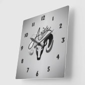 Silver Aries the Ram Zodiac Quadratische Wanduhr (Winkel)