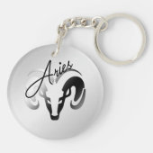 Silver Aries the Ram Zodiac Schlüsselanhänger (Rückseite)