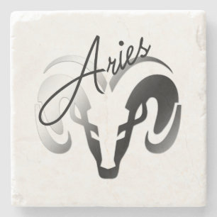Silver Aries the Ram Zodiac Steinuntersetzer
