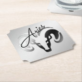 Silver Aries the Ram Zodiac Untersetzer (angewinkelt)
