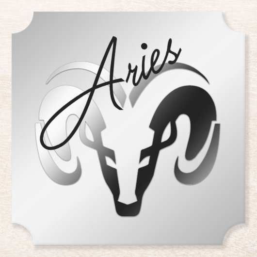 Silver Aries the Ram Zodiac Untersetzer (Vorderseite)