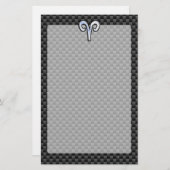 Silver Aries Zodiac Sign Black Carbon Fibre Print Briefpapier (Vorne/Hinten)