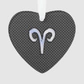 Silver Aries Zodiac Sign Black Carbon Fibre Print Ornament (Vorderseite)