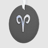 Silver Aries Zodiac Sign Black Carbon Fibre Print Ornament (Vorderseite)