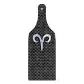 Silver Aries Zodiac Sign Black Carbon Fibre Print Schneidebrett (Vorderseite)