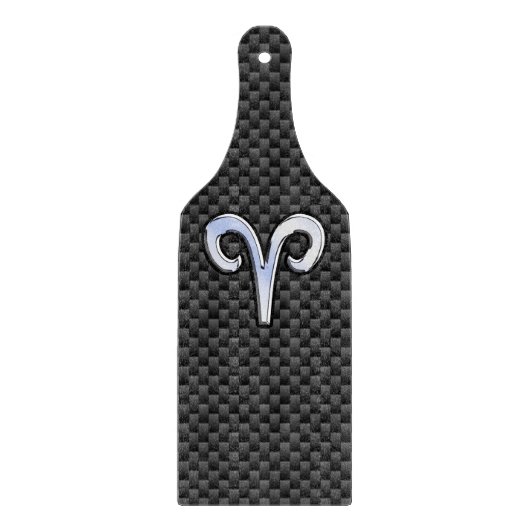 Silver Aries Zodiac Sign Black Carbon Fibre Print Schneidebrett (Vorderseite)