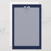 Silver Aries Zodiac Sign Blue Carbon Fibre Print Briefpapier (Vorne/Hinten)