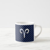 Silver Aries Zodiac Sign Blue Carbon Fibre Print Espressotasse (Rechts)