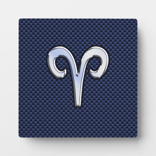 Silver Aries Zodiac Sign Blue Carbon Fibre Print Fotoplatte (Vorderseite)