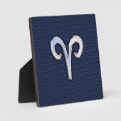 Silver Aries Zodiac Sign Blue Carbon Fibre Print Fotoplatte (Vorderseite)