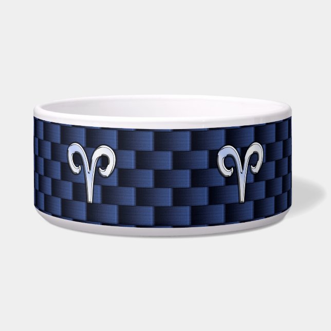 Silver Aries Zodiac Sign Navy Carbon Fiber Style Napf (Vorderseite)