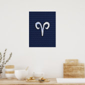 Silver Aries Zodiac Sign Navy Carbon Fiber Style Poster (Küche)