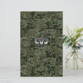 Silver Aries Zodiac Symbol Green Digital Camouflag Briefpapier (Stehend Vorderseite)