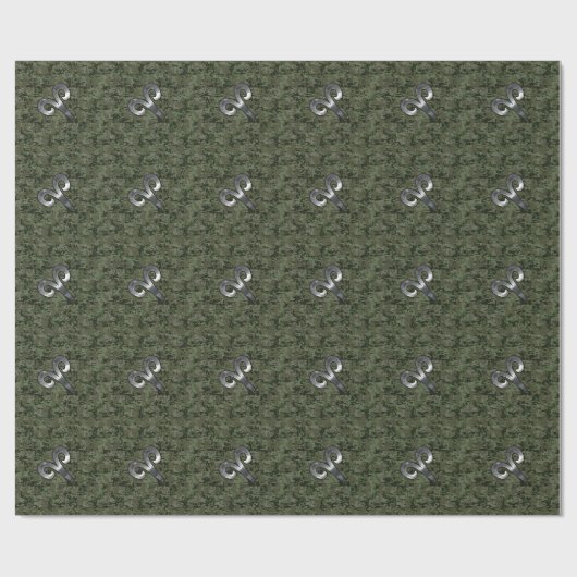 Silver Aries Zodiac Symbol Green Digital Camouflag Geschenkpapier (Flach)