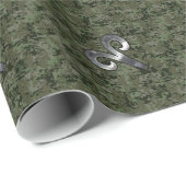 Silver Aries Zodiac Symbol Green Digital Camouflag Geschenkpapier (Rolleneckpunkt)