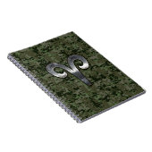 Silver Aries Zodiac Symbol Green Digital Camouflag Notizblock (Rechte Seite)