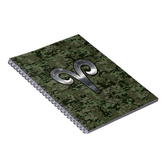 Silver Aries Zodiac Symbol Green Digital Camouflag Notizblock (Rechte Seite)