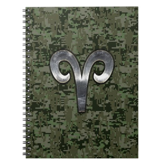 Silver Aries Zodiac Symbol Green Digital Camouflag Notizblock (Vorderseite)