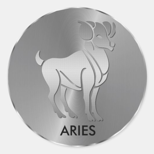 Silver Aries - Zodiac-Zeichen Runder Aufkleber (Vorderseite)