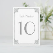 Silver Art Deco - Elegante Hochzeitstische Karten (Stehend Vorderseite)