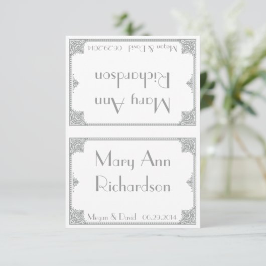 Silver Art Deco - Elegante Hochzeitstische Karten (Stehend Vorderseite)