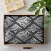 Silver Art Deco Fans auf Black Decoupage Seidenpapier (Geschenk)