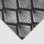 Silver Art Deco Fans auf Black Decoupage Seidenpapier (Detail)