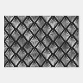 Silver Art Deco Fans auf Black Geschenkpapier Set (Vorderseite 3)