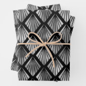 Silver Art Deco Fans auf Black Geschenkpapier Set (Beispiel)