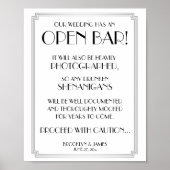 Silver Art Deco Gatsby Open Bar Sign 8x10 Poster (Vorne)