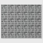 Silver Art Deco Happy Birthday Geschenkpapier (Flach)