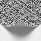 Silver Art Deco Happy Birthday Geschenkpapier (Ecke)