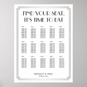 Silver Art Deco Hochzeitsdiagramm Poster