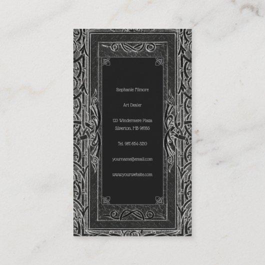 Silver Art Deco mit Ihrem Monogramm Visitenkarte (Rückseite)
