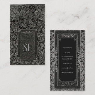 Silver Art Deco mit Ihrem Monogramm Visitenkarte