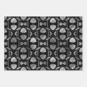 Silver Art Deco Muscheln auf Black Geschenkpapier Set (Vorderseite 2)