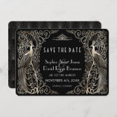 Silver Art Déco-Pfeifen Hochzeiten speichern das D Save The Date (Vorne/Hinten)