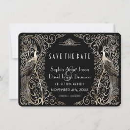 Silver Art Déco-Pfeifen Hochzeiten speichern das D Save The Date