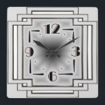 Silver Art Deco Quadratische Wanduhr<br><div class="desc">Großartiges Uhrendesign. Du wirst es wie andere Liebe bekommen. Sie können dieses Design auch für andere Produkte verwenden, die Sie mögen, oder Ihren Text anpassen und hinzufügen. Folgen Sie mir für mehr. Vielen Dank. Ich wünsche Ihnen einen schönen Tag.</div>