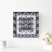 Silver Art Deco Quadratische Wanduhr (Zuhause)