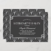 Silver Art Deco Retirement Party Einladung (Vorne/Hinten)