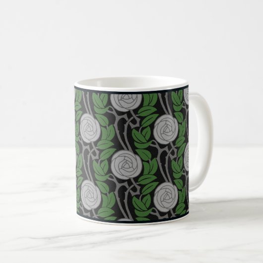 Silver Art Nouveau Rose Kaffee Tasse (VorderseiteRechts)